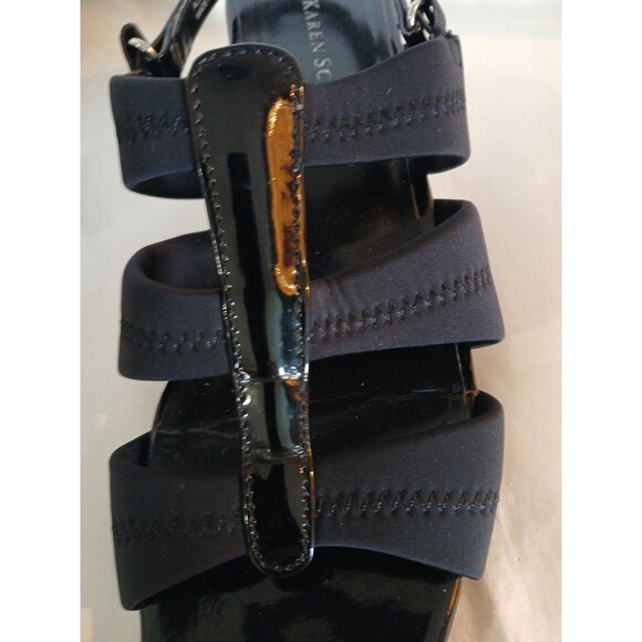 Karen Scott Fae Black Patent Heels Womens 6M New Open Toe/ Stretch Strappy - Picture 4 of 16
